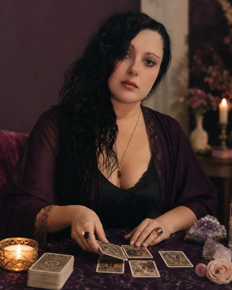 Mãe Dayanne fazendo leitura de cartas de tarô